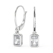 Tiara Radiant Cut Bezel Earrings Leverback - Nivetta